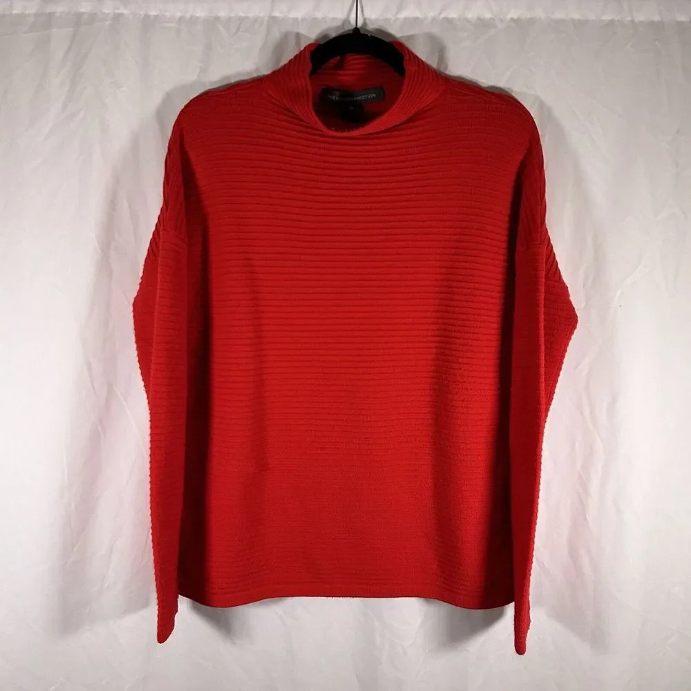 French Connection Sweater Women's XS Red Turtle Neck Long Sleeve Ribbed